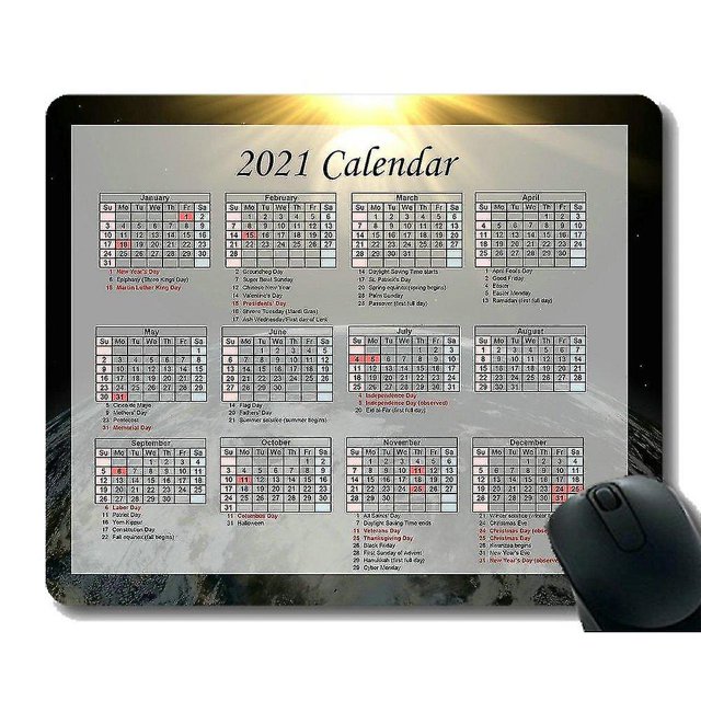 Calendario anual de ratón, vacaciones, rastros de estrellas, juegos nocturnos, largo de 260 x 210 x 3