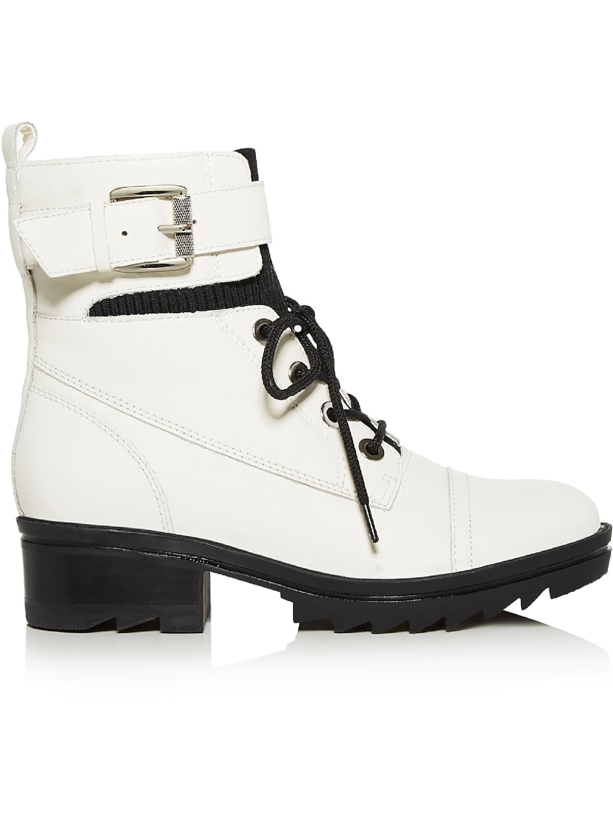 Bristyn Leather Combat Boots Ivory 