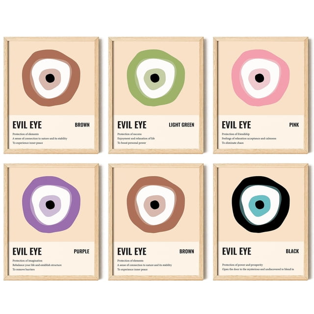 Poster 97 Decor Evil Eye Decor, decoración de pared rosa, 20 x 25 cm, sin marco