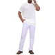 thumbnail image 2 of Camisetas de punto casual de manga corta con cuello redondo y textura de gofre para hombres L blancas, 2 of 6