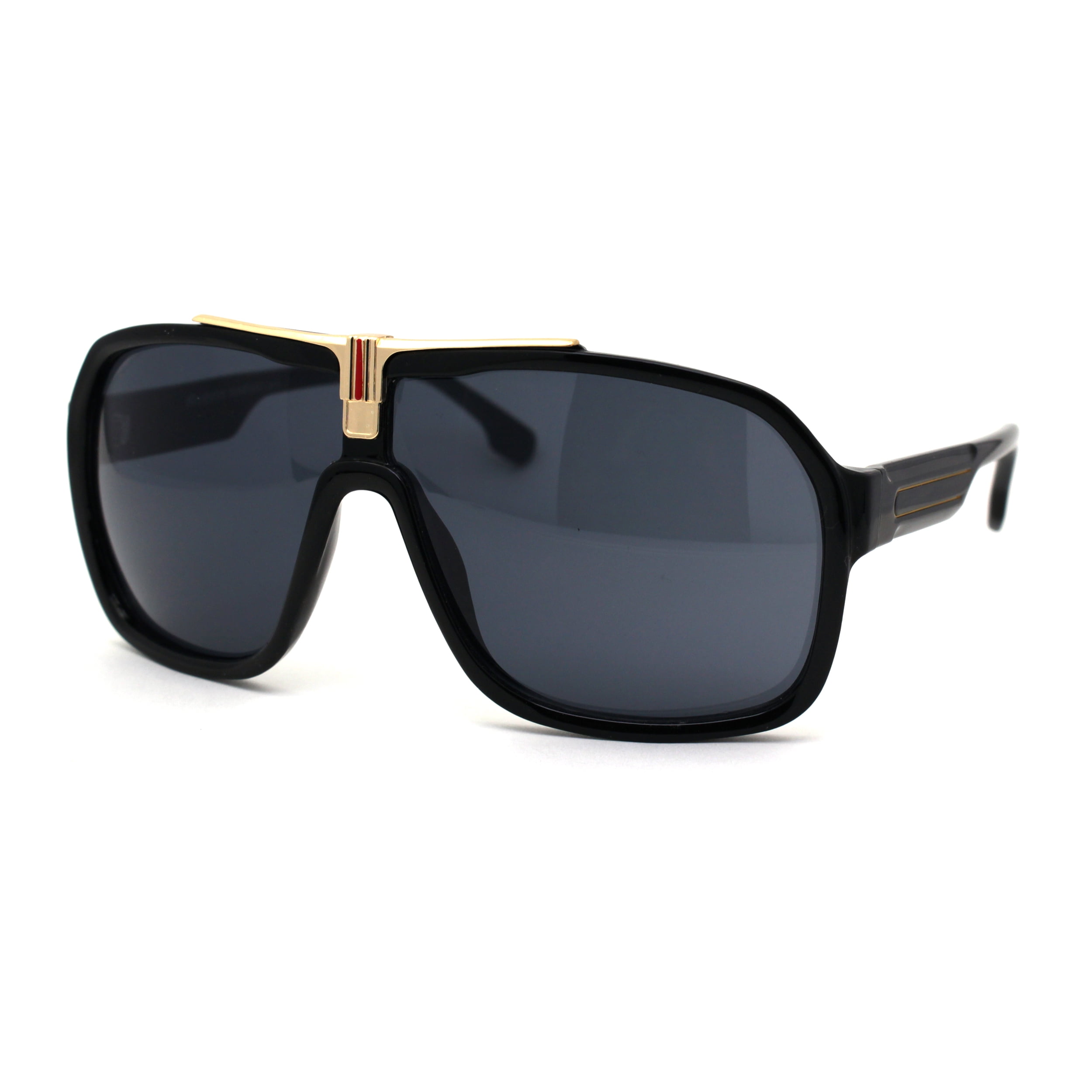 SA106 - Mens Mafia Gangster Oversize Shield Plastic Racer Sunglasses
