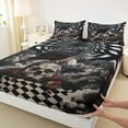 thumbnail image 3 of Castle Fairy Animal Black Crow Twin Sheet Sets 3pcs for Boys Girls,Gothic Floral Rose Skull Twin Fitted Sheet Microfiber,Geometric Plaid Grid Breathable Flat Sheet,Lightweight Room Decor, 3 of 7