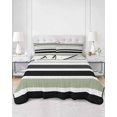 thumbnail image 3 of Sage Green Black Stripe King Size Down Alternative Comforter, Lightweight Comforter Quilt Bedding Set with Pillow Shams Modern Abstract Coarse Striped All Seasons Bed Comforter Duvet Insert 96"x106", 3 of 7