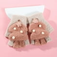thumbnail image 2 of Kogui Kid Gloves for Winter Girls Boys Winter Knit Mittens Double Layer Warm Gloves Cold Weather Knitted Mittens (Coffee,3-12 Years), 2 of 4
