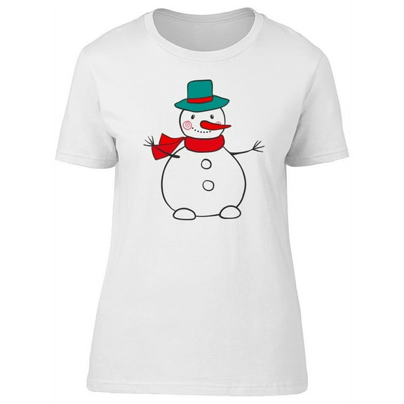 Lovely Winter Snowman Cartoon T-Shirt Women -Image by Shutterstock, Female Medium
