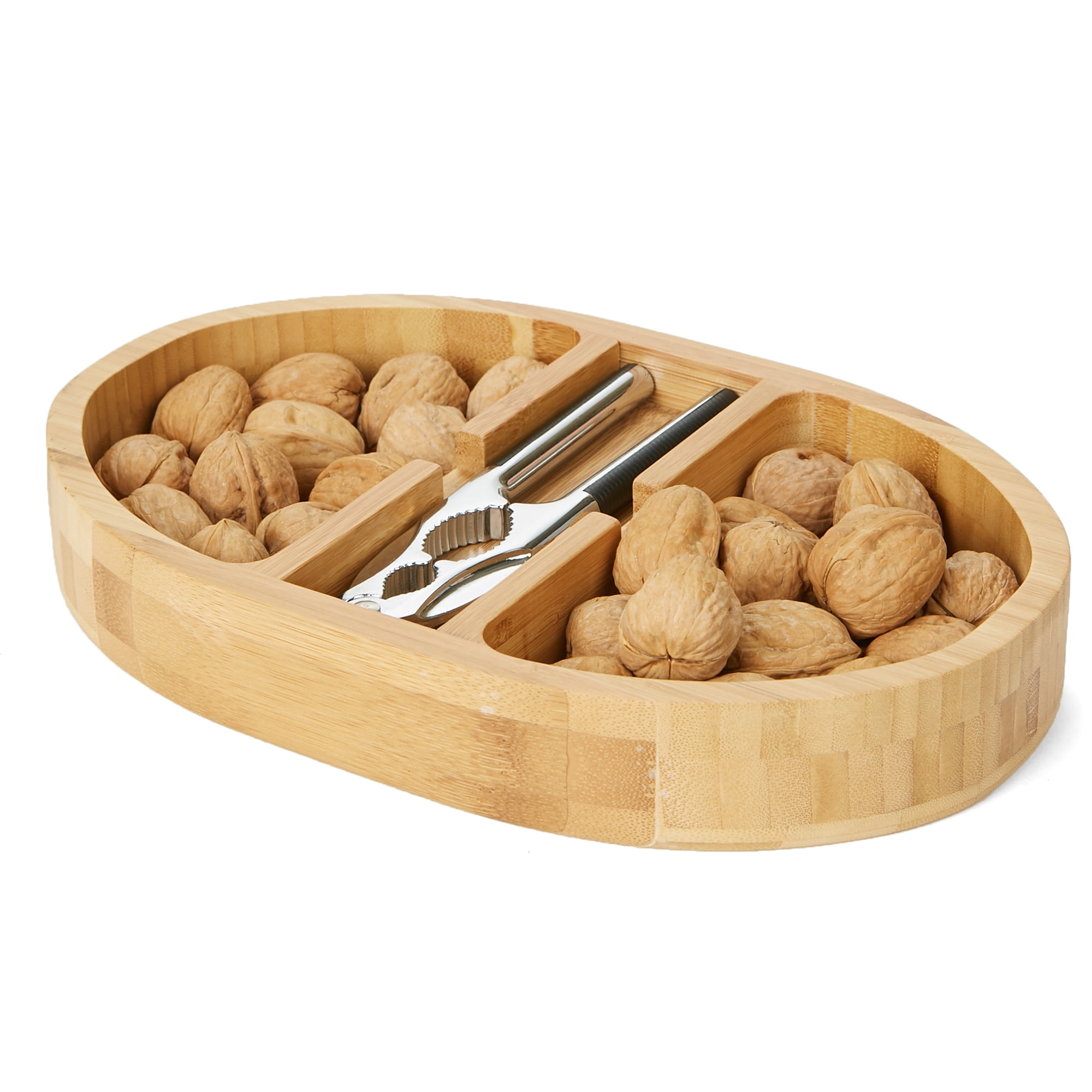 Mind Reader Nut Cracker Bowl Set with Stainless Steel Metal Nut Cracker, Brown Walmart
