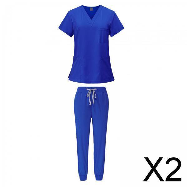 Uniforme médico y pantalones,Conjunto de uniforme médico para mujer con múltiples bolsillos y escote en V,Camiseta y pantalones de uniforme médico,lavables a máquina,cómodos,Ropa de