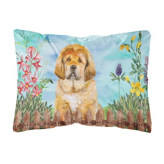 Carolines Treasures CK1283PW1216 Tibetan Mastiff Spring Canvas Fabric Decorative Pillow  12H x16W multicolor
