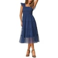 thumbnail image 2 of INSPIRE CHIC Women's Summer Smocked Midi Dress Sleeveless Tiered Ruffled Tulle Party Sundress XS Dark Blue, 2 of 5