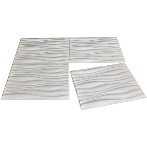 Art3d White PVC 3D Wall Panel Big Wave Design 31.5