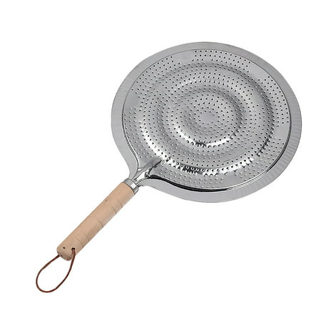 

Round Heat Diffuser with Wooden Handle Coffee Milk Cookware Metal Simmer Ring Kitchen Tool