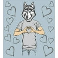 thumbnail image 3 of Modern Duvet Cover Set, Husky Dog Faced Man at Valentines with Hearts Romantic Love Display, Decorative 3 Piece Bedding Set with 2 Pillow Shams, Queen Size, Sand Brown Slate Blue, by Ambesonne, 3 of 3