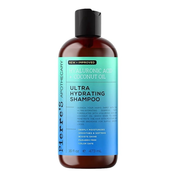 Shampoo Pierres Apothecary ultra hidratante ácido hialurónico + aceite de coco 473 ml