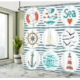 thumbnail image 5 of Ambesonne Nautical Shower Curtain, Marine Collage, 69"Wx84"L, White Red Blue, 5 of 5