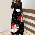 thumbnail image 2 of Robes pour Femmes 2022 Noël Col Rond Manches Longues Patchwork Imprimé Robe Longue Ligne A Robe d'Automne pour Dames, 2 of 6