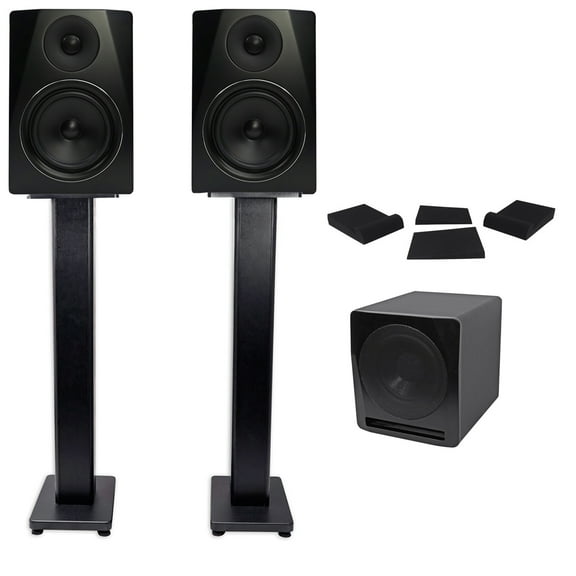 (2) Rockville APM6B 6 inches Powered Studio Monitors Active 10" Subwoofer Foam Pads