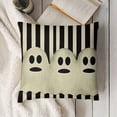 thumbnail image 3 of YINGXI Halloween Ghost Black Eyes Throw Pillow Cover, Black Stripes Cushion Case Decoration for Sofa Couch 24x24in, 3 of 5