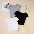 thumbnail image 2 of Gibobby 3-Pack Little Girls T-Shirts Multicolor Summer Short Sleeve Crewneck T Shirt For 7t 8t 9t 10t 11t 12t Girls Summer Basic Tee Toddler Girls Summer Clothes(7-8 Years,Grey), 2 of 4