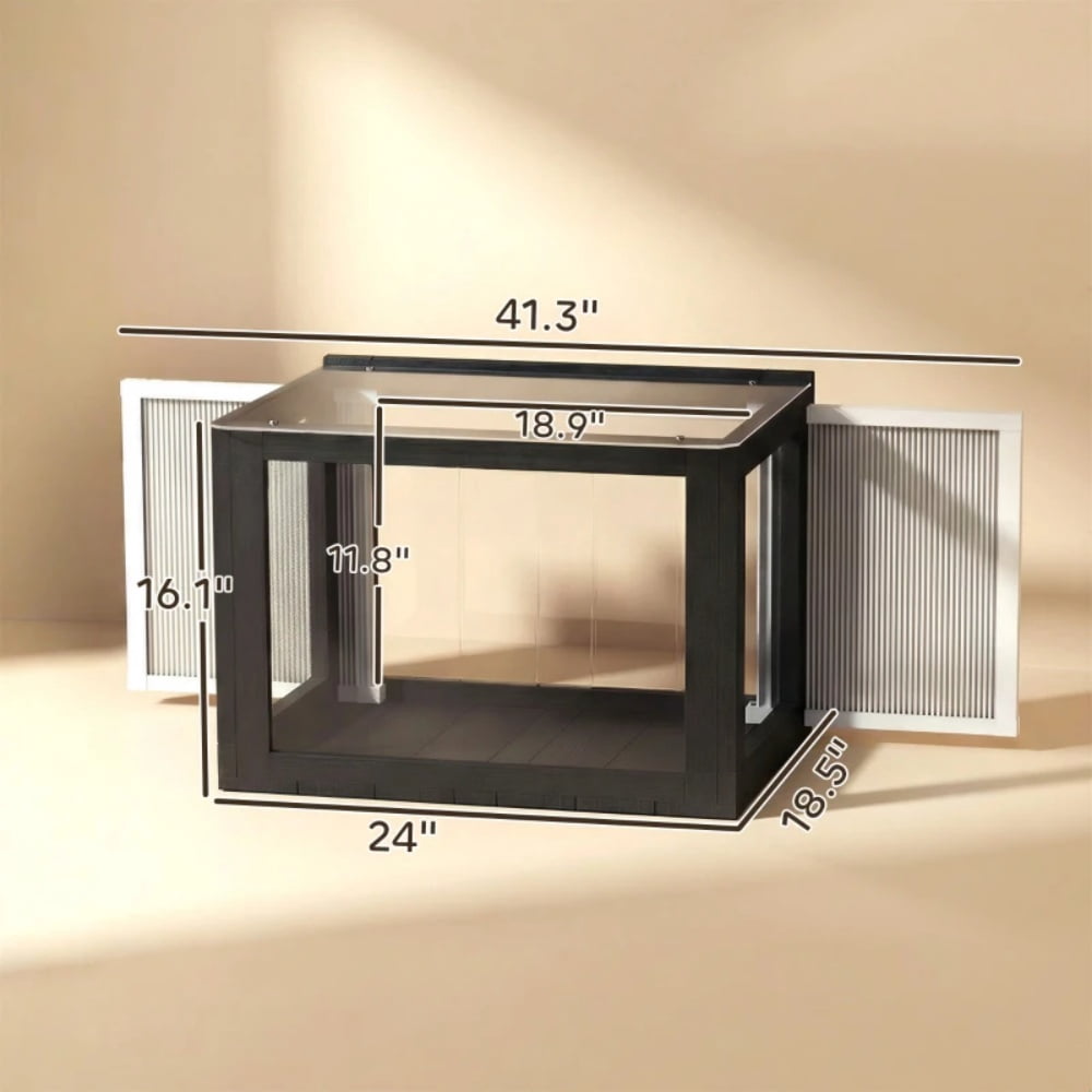 Window Mounted Catio Cat Enclosure with Transparent Acrylic Top Fir Wood Cat Window Perch Black White