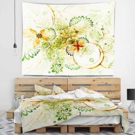 - DESIGN ART Designart 'Yellow Green Grungy Floral Shapes' Floral Wall Tapestry