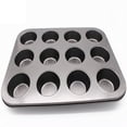 thumbnail image 2 of 12-Cup Carbon Steel Non-Stick Muffin Cupcake Baking Pan - Durable Dishwasher Safe Scratch-Resistant Sturdy, Perfect for Home Kitchen Baking Cupcake Muffin Making & Use, 9.84*7.28*0.79in, Gray, 2 of 7