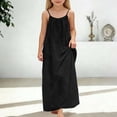 thumbnail image 2 of Ulitacool Dresses For Girls Solid Color Sleeveless Backless Dress Loose Fit Home Wear Crewneck Shirt Dresses Cute Clorhing Black 9-10 Years, 2 of 4