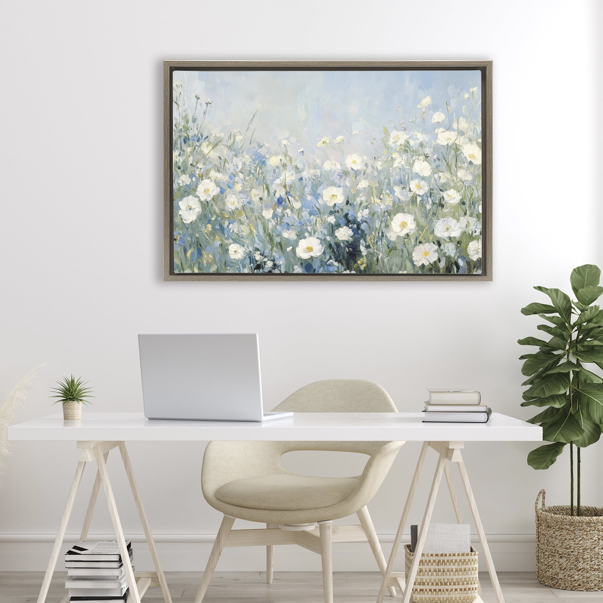 Stupell Industries Meadow Foliage Dream Brown Framed Floater Canvas Wall Art, design by Petal Prints Design