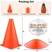 LANNEY 9'' Cones Sports, 24 Pack Soccer Football Basketball Plastic Orange Cone