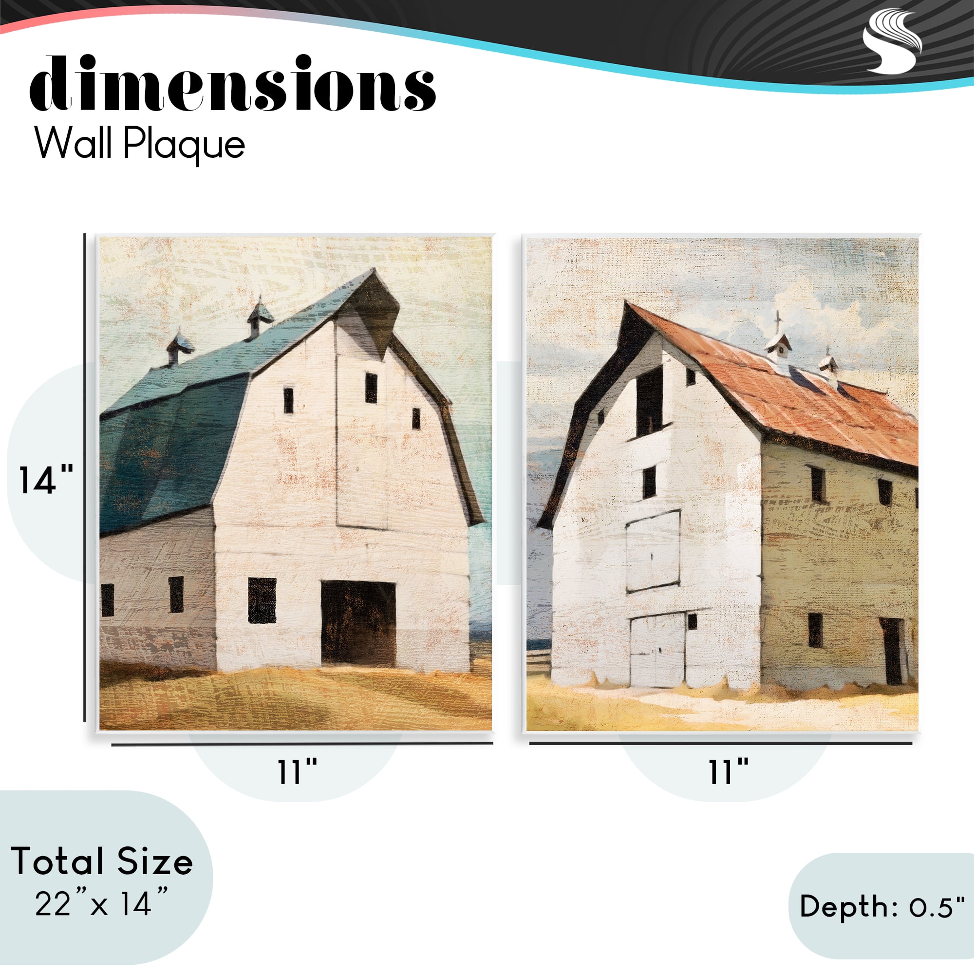 Stupell Industries Rustic Big Barns 2 Piece Wall Plaque Art Set, design by Susan Jill