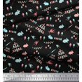 thumbnail image 2 of Soimoi Rayon Crepe Fabric Celebration Flag,Rabbit & Egg Easter Print Fabric by The Yard 46 Inch Wide, 2 of 3