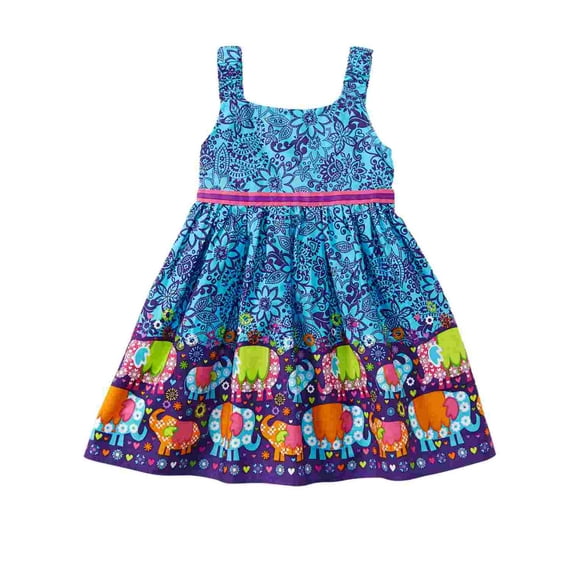 Girls Blue Elephant Floral Paisley Sun Dress Heart Print Summer Dress 12M