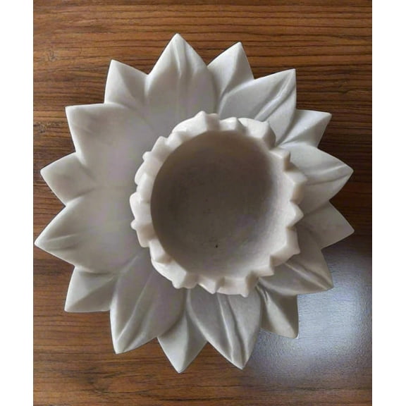 set of 2 marble lotus urli bowls for home décor
