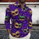 thumbnail image 1 of Ceisia Men's Slim-Fit Long-Sleeve Zip Polo Shirt with Mardi Gras Mask All-Over Print Gift, 1 of 5