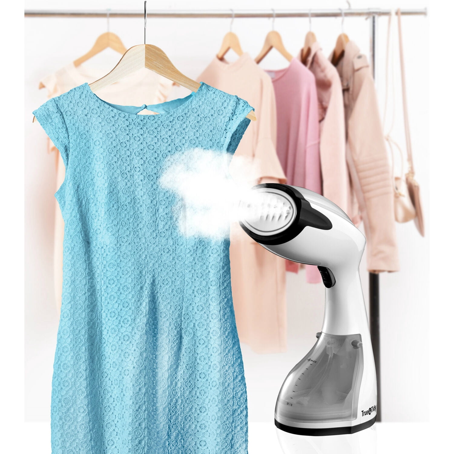 True & Tidy Tidy 1200W Stainless Steel Steam Press, Black Trim / White Body