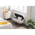 thumbnail image 4 of BISHE Velvet Fabric Storage Bench with Wood Legs, Modern Bedroom Bench for Living Room, Bedroom, or Entryway, Ivory, 4 of 9