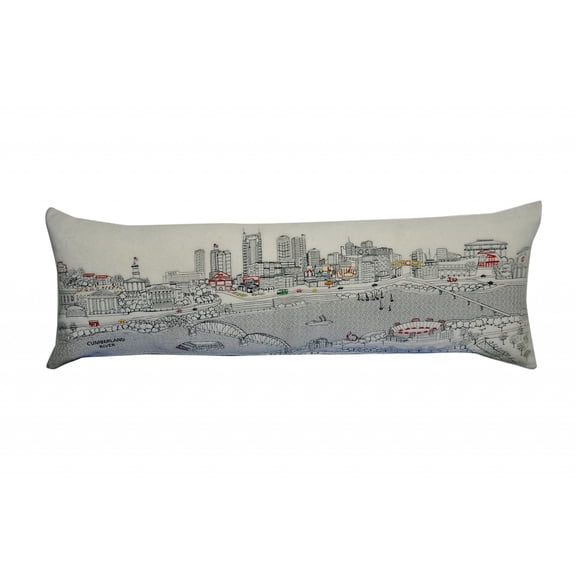 45" White Nashville Daylight Skyline Lumbar Decorative Pillow