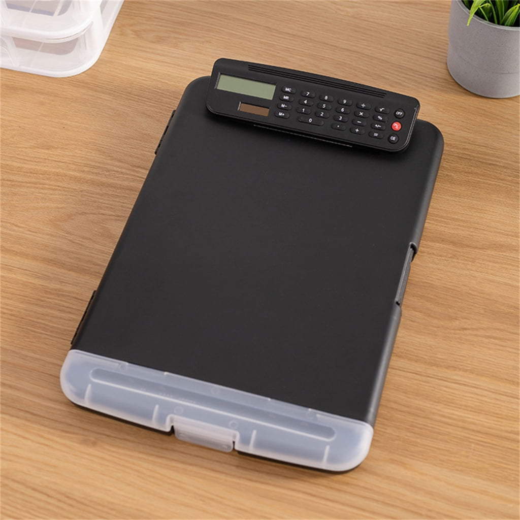 BQBQERT Document Case with Clipboard and Calculator Water File Organiser File Storage Case with Writing Boad