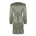 thumbnail image 5 of Sexlip Womens Wrap V Neck Short Sleeve Ruffle Hem Midi Dress Casual Party Office Wear Gray M, 5 of 6