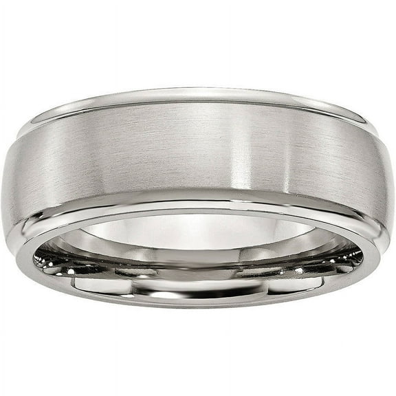 Primal Steel Stainless Steel Brushed Center 8mm Ridged Edge Band
