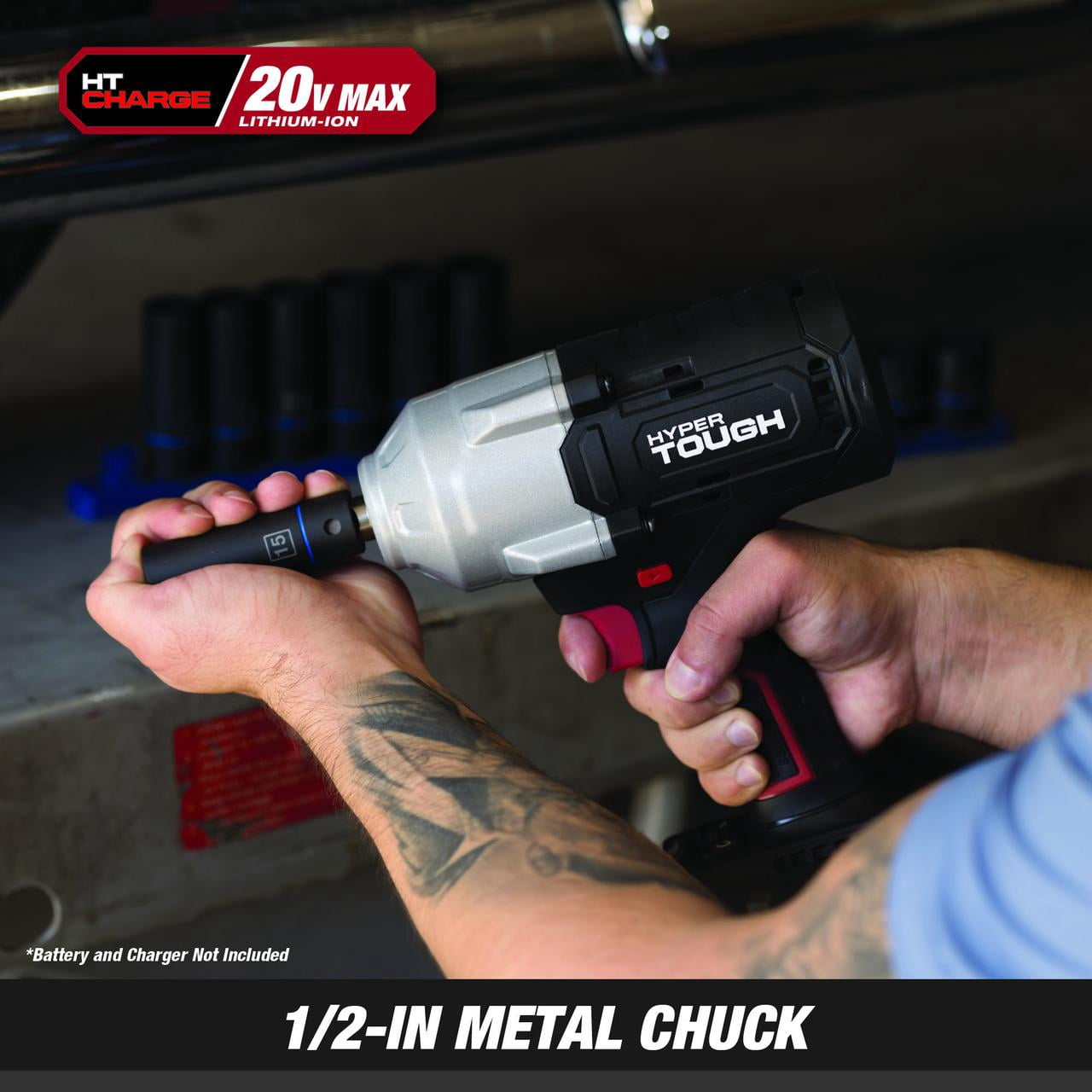Hyper Tough 20V Max Brushless 1/2 in. High-Torque Cordless Impact Wrench, 900 ft.-lbs., Tool Only
