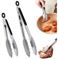 thumbnail image 1 of 2 piezas Pinzas para barbacoa de acero inoxidable Pinzas para carne 21,4/26,7 cm antideslizantes Pinzas para servir resistentes al calor Pinzas para repostería sin BPA para asar alimentos, 1 of 5