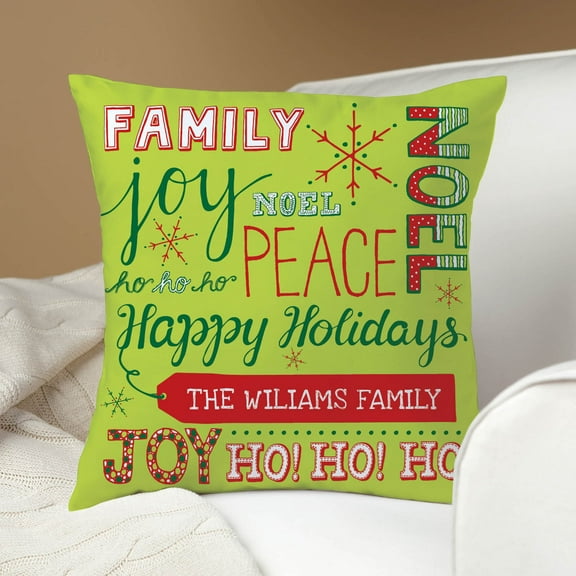Personalized Christmas Throw Pillow - Holiday Words