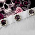 thumbnail image 4 of Homewish Gothic Sugar Skull Kitchen Curtains,Pink Red Damask Flowers Black Out Curtains Pack of 2 (42x63 Each),Halloween Living Room Curtains, 4 of 6