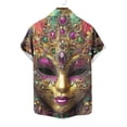 thumbnail image 6 of PNTUTB Carnival Fashion Print Men's Casual Collared Button Down Cardigan Short Sleeve Loose Blouse, 6 of 6