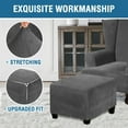 thumbnail image 5 of Stretch Wing Chair Cover Bundles Ottoman Slipcovers, Velvet Washable Wingback Chair Cover And Square Ottoman Cover For Living Room-Black-Set Of 2, 5 of 7