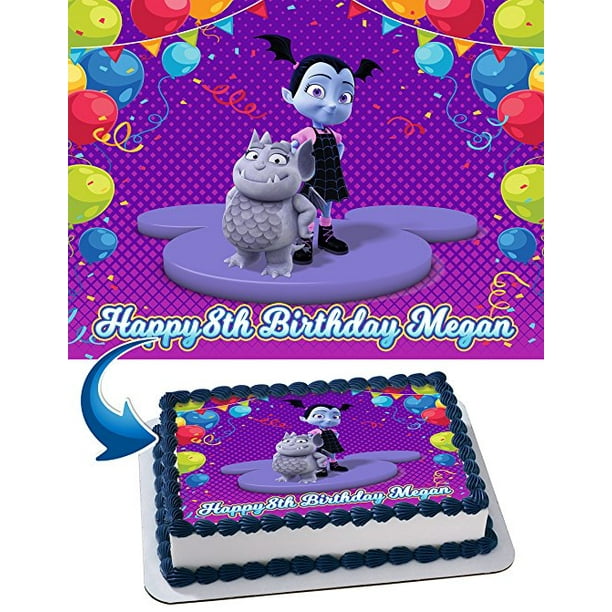 Vampirina Birthday Cake Personalized Cake Toppers Edible Frosting Photo Icing Sugar Paper Sheet 1 4 Edible Image For Cake Walmart Com