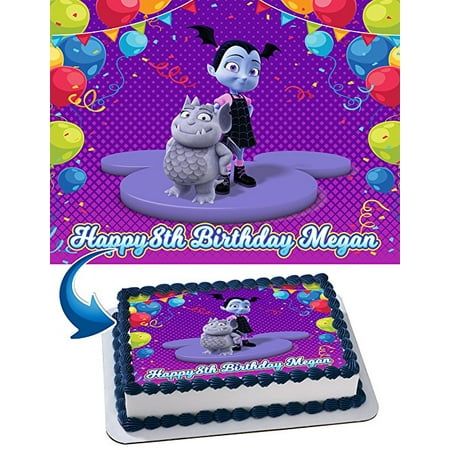 Vampirina Birthday Cake Personalized Cake Toppers Edible Frosting Photo Icing Sugar Paper A4 Sheet 1/4 Edible Image for