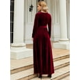 thumbnail image 2 of Women's Tie Front Round Neck Long Sleeve Maxi Dress in 100% Polyester Fabric with Slight Stretch and Sheer Detail, 2 of 16