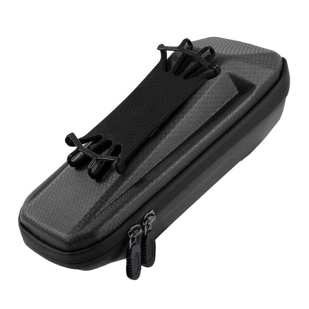 Estuche para guardar bicicletas con soporte para teléfono, accesorios, bolsa impermeable, cubierta superior para el tubo superior. Negro