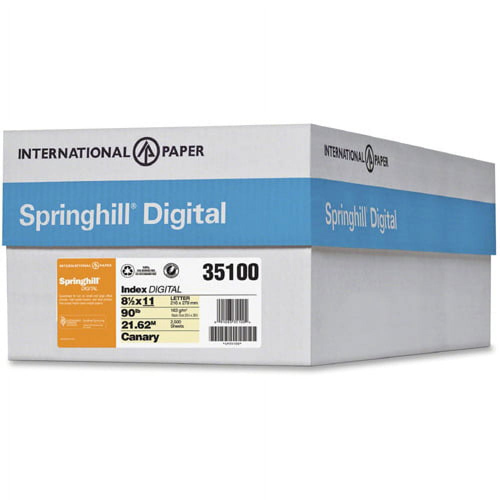 Springhill 8.5x11 Inkjet, Laser Printable Multipurpose Card Stock Letter - 8 1/2" x 11" - 90 lb Basis Weight - Smooth, Hard - 250 / Pack - Canary